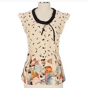 Anthropologie Odille Butterfly Cream Blouse
